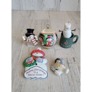 Smores snowman AS IS glitter candy variety ornament Xmas set‎